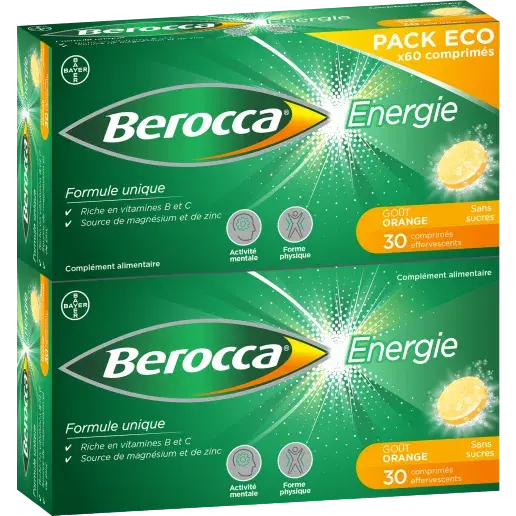 Berocca Énergie – Complément Alimentaire Goût Orange, 2 x 30 comprimés effervescents Lariboisière Shop
