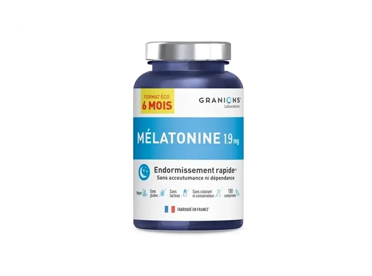 Granions Mélatonine 1,9 mg - Format 6 mois - 180 comprimés Lariboisière Shop