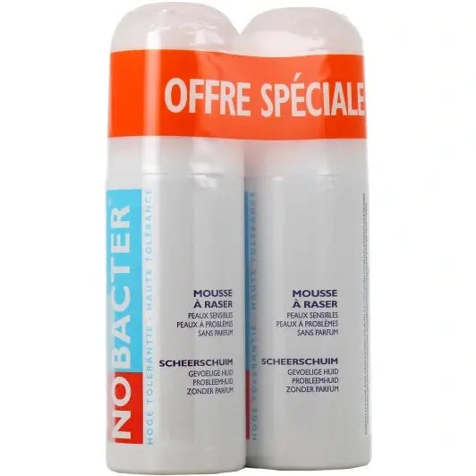 Mousse à raser peau sensible NOBACTER le lot de 2 flacons de 150mL Lariboisière Shop