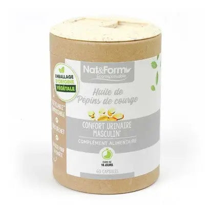 NAT&FORM Huile de Pépins de Courge Confort Urinaire Masculin – 60 gélules Lariboisière Shop