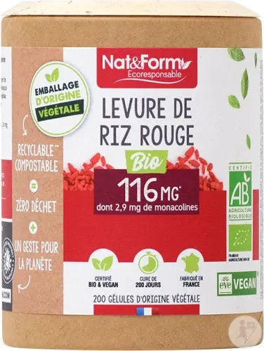 NAT&FORM Levure de Riz Rouge 116 mg – 200 gélules Lariboisière Shop