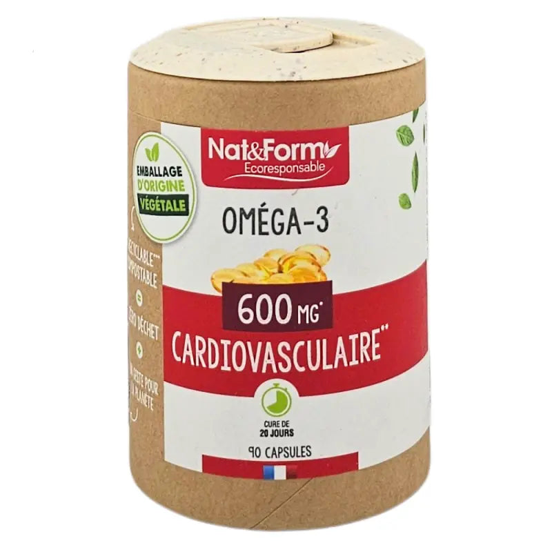 NAT&FORM Oméga-3 600 mg Cardiovasculaire – 90 gélules Lariboisière Shop