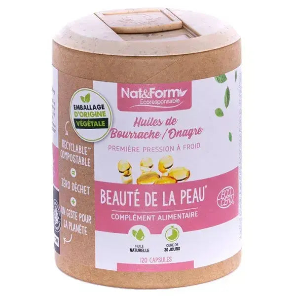 Nat & Form  Huiles de Bourrache Onagre Bio 120 capsules Lariboisière Shop