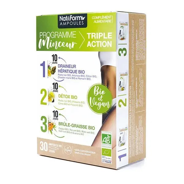 Nat & Form Programme minceur bio triple action - Pack de 30 ampoules Lariboisière Shop