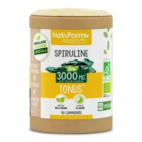 Nat & Form - Spiruline 3000 mg Tonus – 200 comprimés Lariboisière Shop