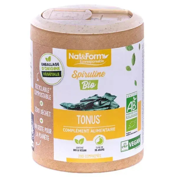 Nat & Form - Spiruline Bio 1000 mg Tonus – 60 gélules Lariboisière Shop