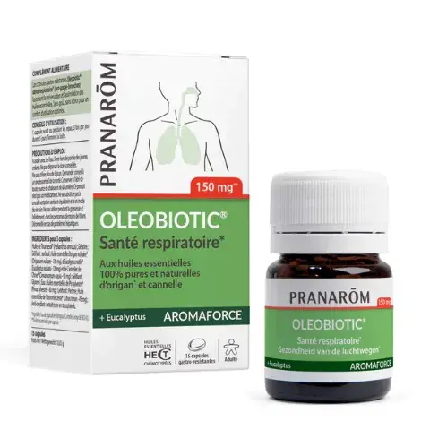 PRANARÔM Aromaforce Oleobiotic Santé Respiratoire – 15 Capsules Gastro-résistantes Lariboisière Shop