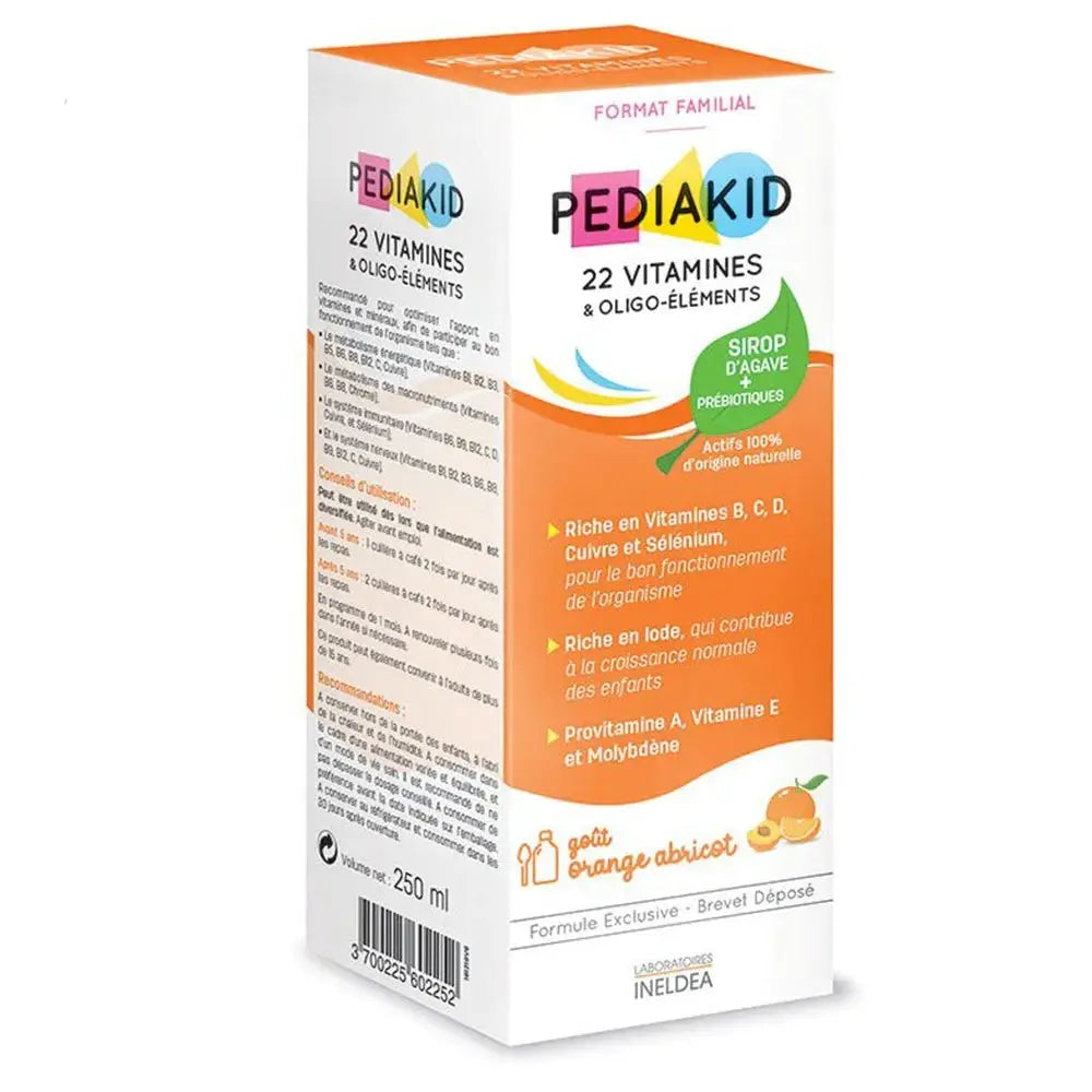 Pediakid 22 Vitamines & Oligo-elements Sirop Orange Abricot 250ml Lariboisière Shop