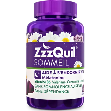 ZzzQuil Sommeil Arôme Fruit des Bois Boîte de 60 Gommes Lariboisière Shop