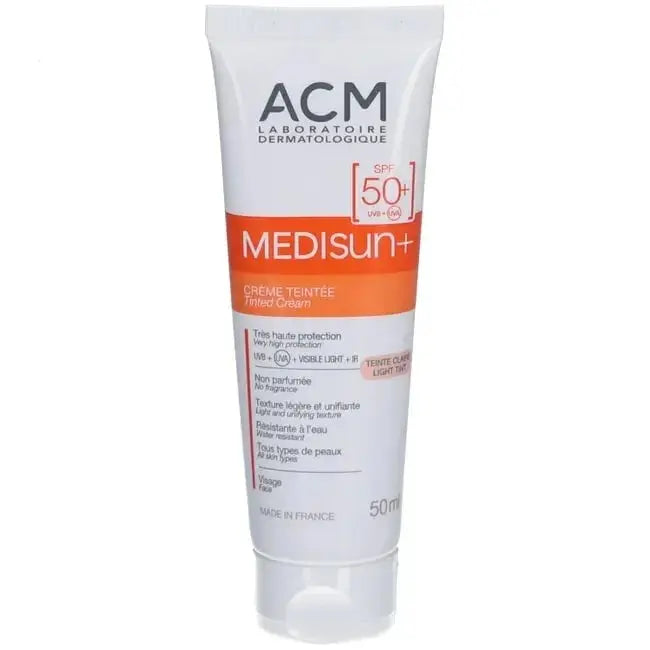 ACM MEDISUN+ - Crème Solaire Teintée Claire SPF50+ - Visage - Tous Types de Peaux - 50ml Lariboisière Shop