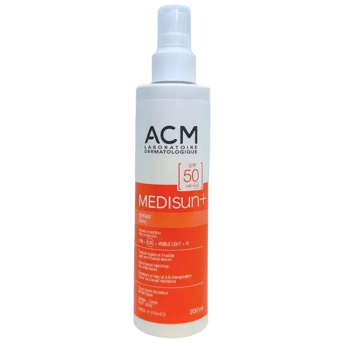 ACM MEDISUN+ - Spray Solaire SPF50 - Visage et Corps - Tous Types de Peaux - 200ml Lariboisière Shop