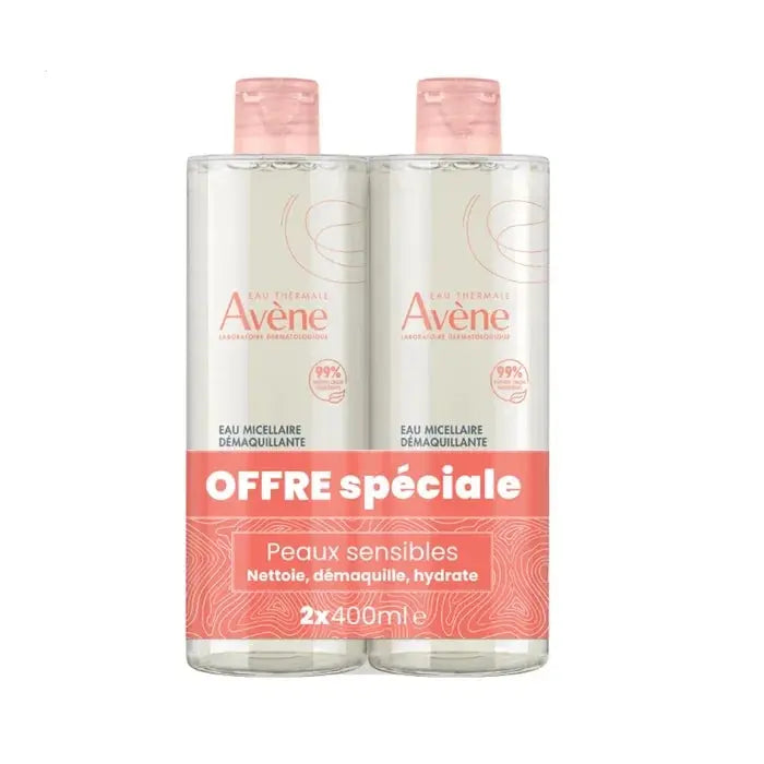 AVENE Eau Micellaire Démaquillante - Visage et Yeux - Peaux Sensibles, 2x400ml - Lariboisière Shop