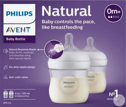 Avent - Natural Response Biberon 125ml +0 Mois Débit Nouveau-Né 2 Pièces Lariboisière Shop