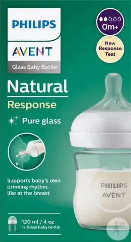 Avent - Natural Response Biberon En Verre 120ml +0 Mois Débit Nouveau-Né 1 Pièce Lariboisière Shop