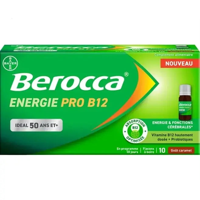 BEROCCA - ENERGIE - Pro B12 - Solution Buvable Goût Caramel 10 Flacons - 10ml Lariboisière Shop