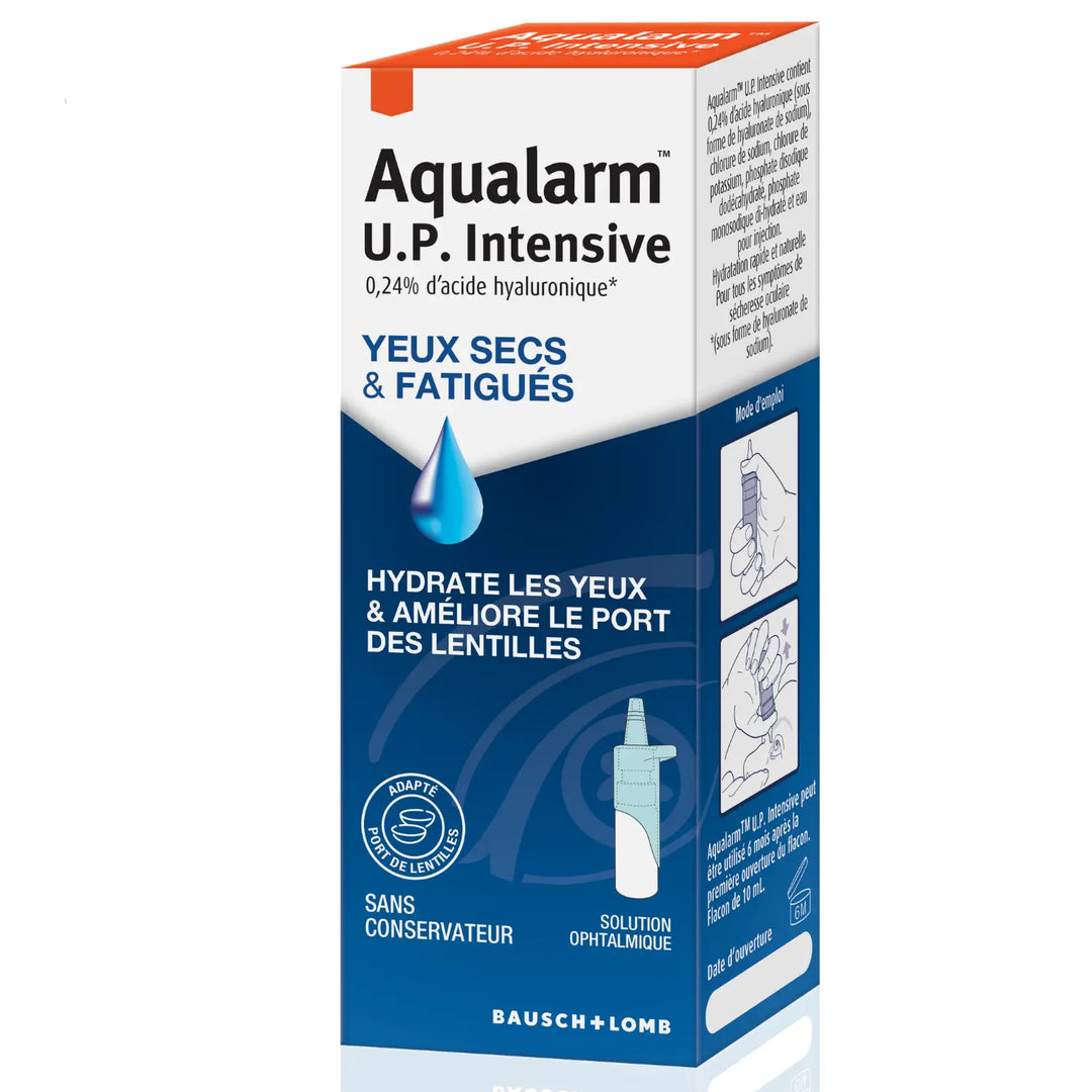 Bausch & Lomb - Aqualarm Intensive UP Yeux Secs et Fatigués Flacon 10 ml – Acide Hyaluronique 0.24% Lariboisière Shop