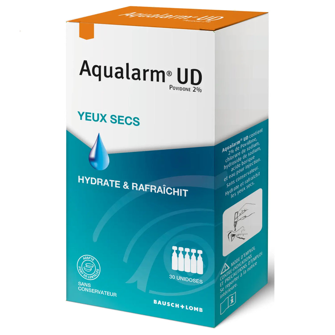 Bausch & Lomb - Aqualarm Yeux Secs et Inconfort Unidoses 30×0,5 ml – Povidone 2% Lariboisière Shop