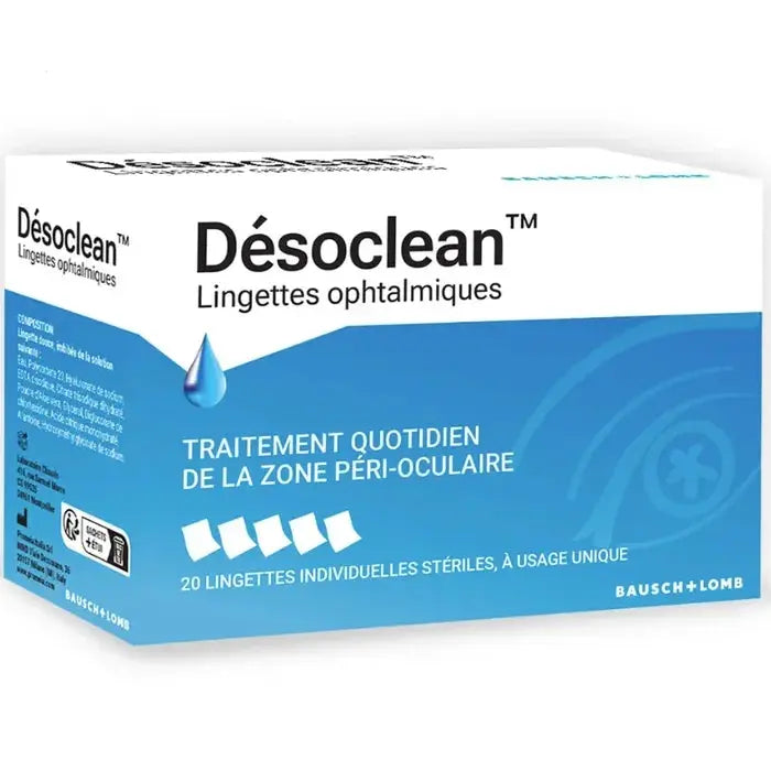 Bausch + lomb - DESOCLEAN - Lingettes Ophtalmiques - 20 Unités Lariboisière Shop
