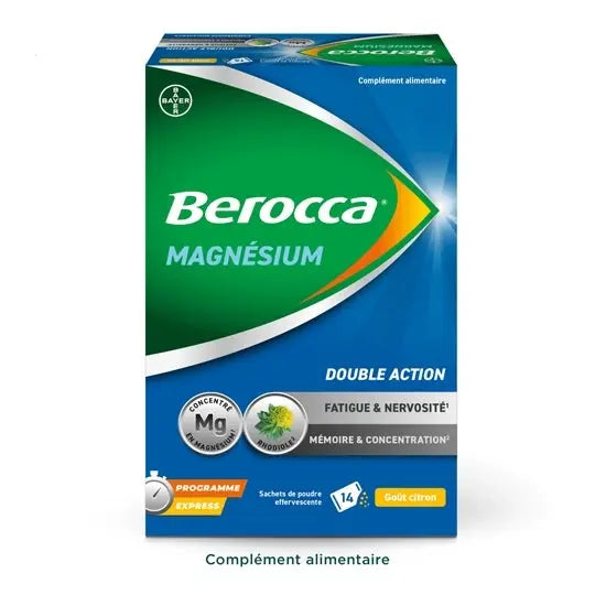 Berocca - Magnésium Double action - 14 sachets Lariboisière Shop