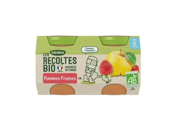 Blédina - Les Récoltes Bio - Petit Pot Pommes Fraises - 2x130g Lariboisière Shop