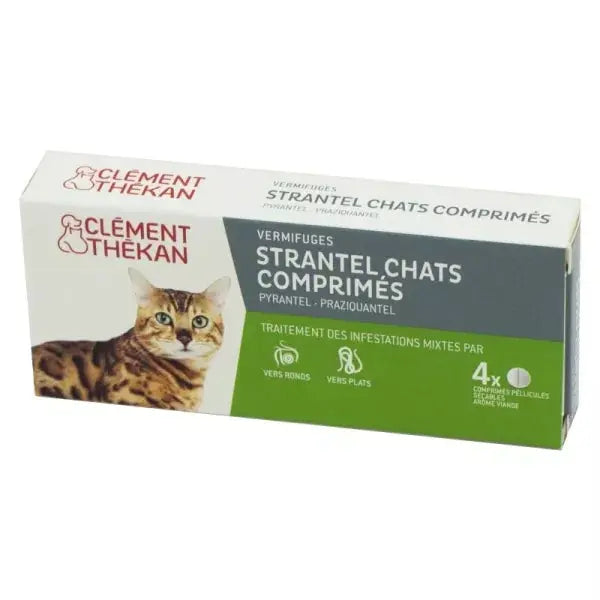 CLEMENT THEKAN - Strantel Chats 4 Comprimés - Vermifuge Antiparasitaire Interne Nématode Cestode - 4 comprimés Lariboisière Shop