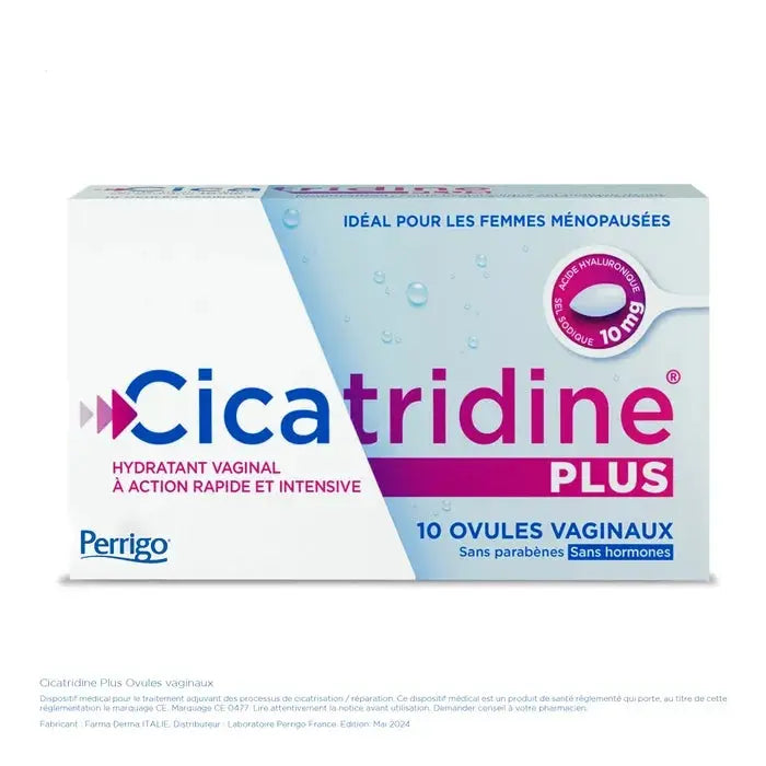 Cicatridine - Ovules Vaginaux PLUS à l’Acide Hyaluronique - Cicatrisation de la Zone Intime et Ménopause - 10 Ovules Lariboisière Shop