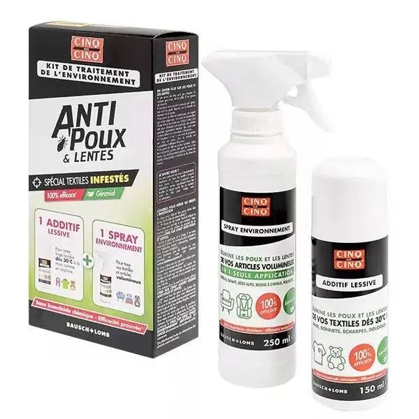 Cinq sur Cinq - Kit Traitement Environnement Anti Poux et Lentes Spray 250ml + Additif Lessive - 150ml Lariboisière Shop