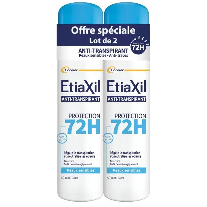Cooper - Etiaxil Déodorant Anti-Transpirant Protection 72h - Peaux Sensibles - 2x150ml Lariboisière Shop