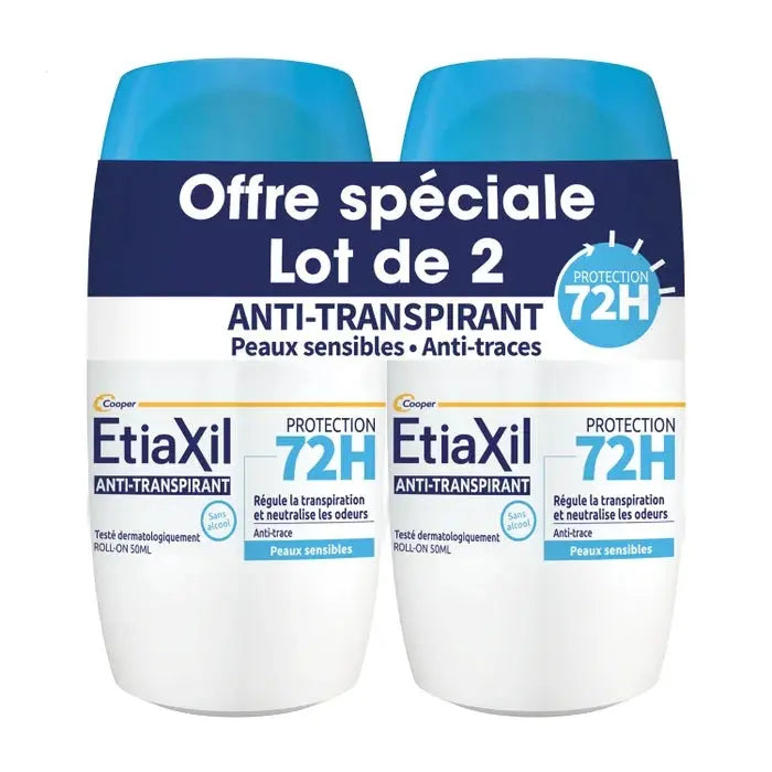 Cooper - Etiaxil Déodorant Anti-Transpirant Protection 72h - Peaux Sensibles - Roll-On - 2x50ml Lariboisière Shop