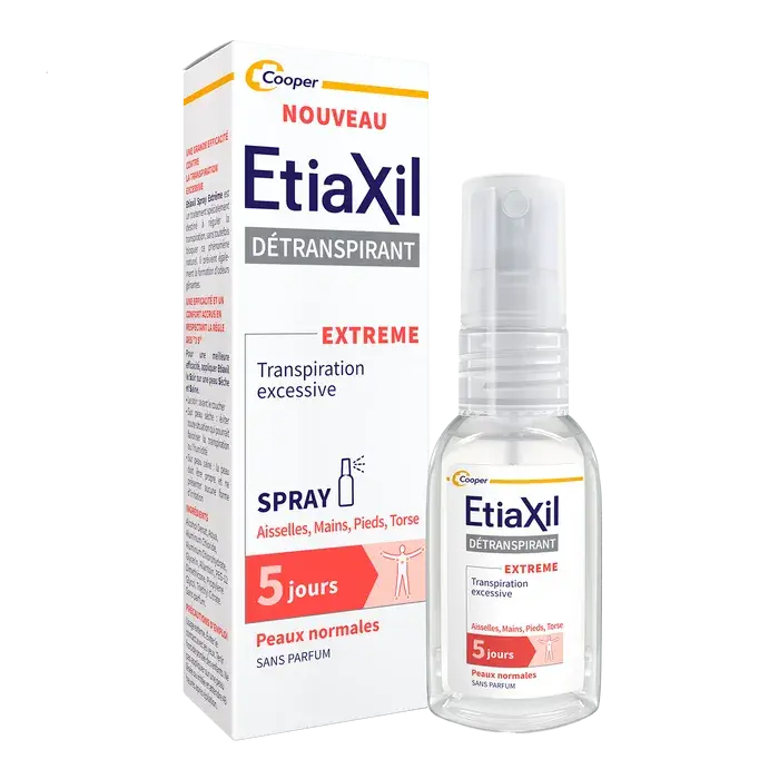 Cooper - Etiaxil Spray Déodorant Detranspirant Extrême - Transpiration Excessive - Aisselles Mains Pieds Torse - 30ml Lariboisière Shop