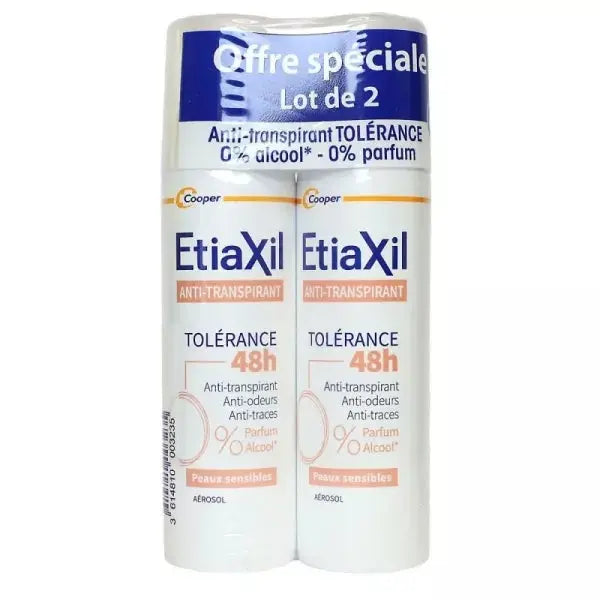 Cooper - Etiaxil déodorant anti-transpirant tolérance 48h aérosol - (2x50 ml) Lariboisière Shop
