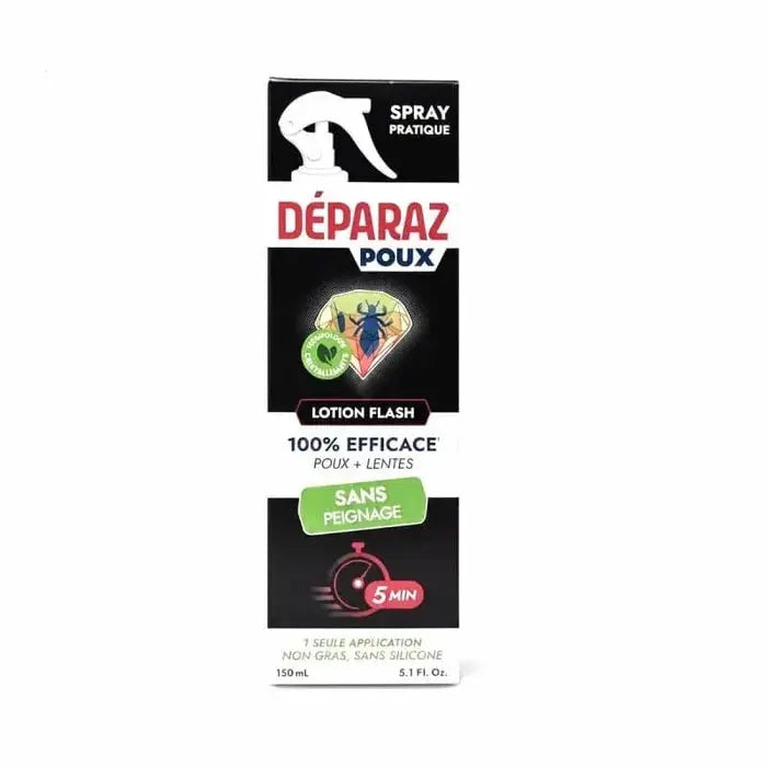 Deparaz POUX - Lotion Flash Anti-Poux - Traitement Flash 5 min - Dès 1 an - 150ml Lariboisière Shop