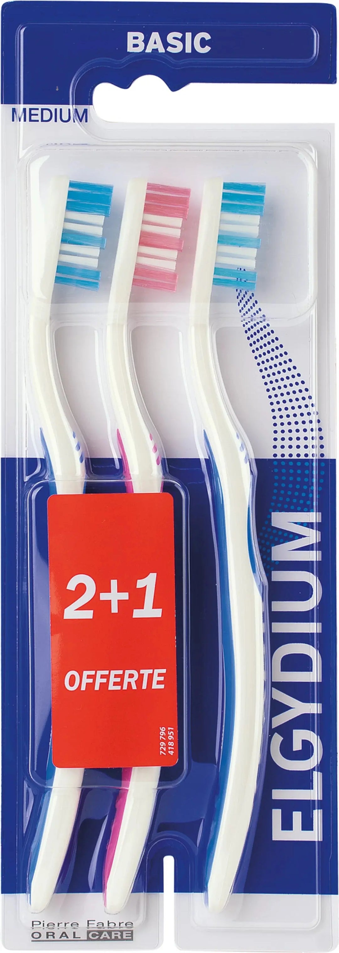 ELGYDIUM Brosse à Dents Basic Medium Lot de 3 Lariboisière Shop