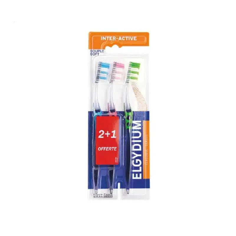 ELGYDIUM Brosse à Dents Inter-Active Souple Lot de 3 Lariboisière Shop