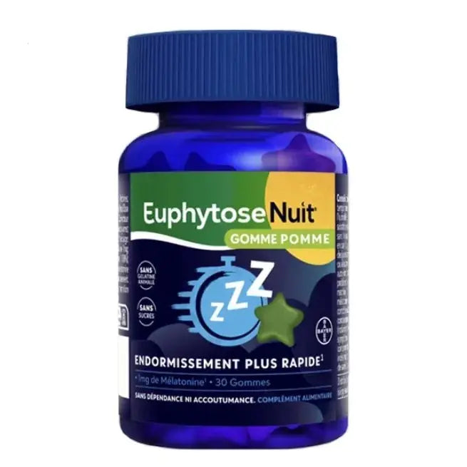 EUPHYTOSE NUIT - Mélatonine 1mg Goût Pomme - 30 Gommes Lariboisière Shop