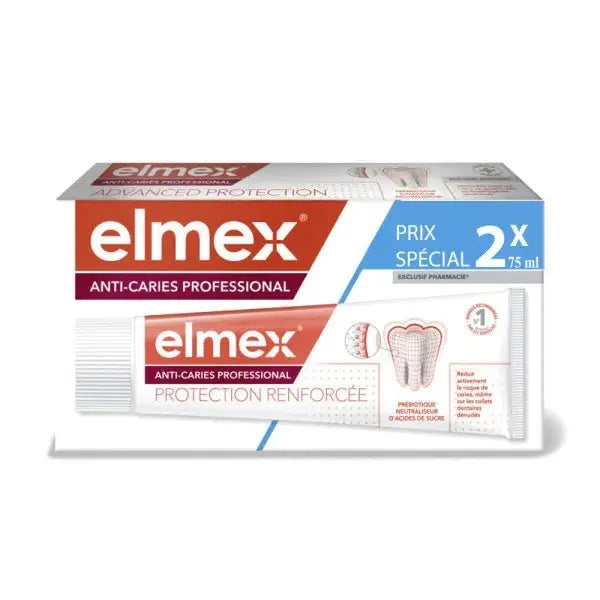 Elmex - ANTI-CARIES PROFESSIONAL - Dentifrice Protection Renforcée - 2x75ml Lariboisière Shop