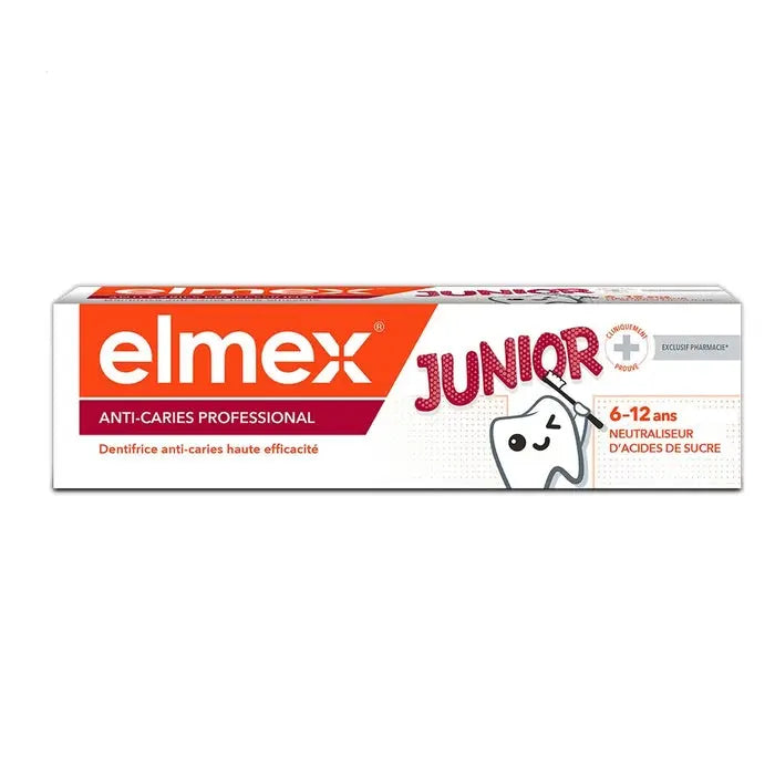 Elmex - JUNIOR ANTI CARIES PROFESSIONAL - Dentifrice Anti Caries Haute Efficacité - Enfant 6-12 ans - 75ml Lariboisière Shop