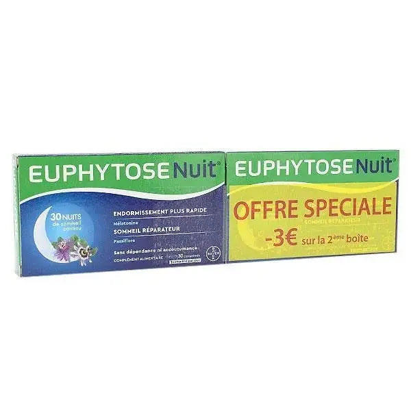Euphytose Nuit - Mélatonine et Passiflore - Lot de 2 x 30 comprimés Lariboisière Shop