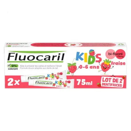 FLUOCARIL Kids Dentifrice Gel Fraise 0-6 ans 2X50ML Lariboisière Shop