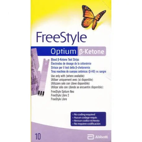 FreeStyle - Optium Béta-Kétone - 10 Bandelettes réactives Lariboisière Shop
