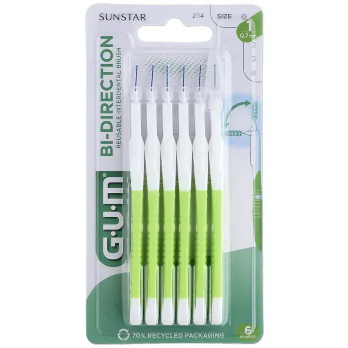 Gum - BI-DIRECTION 2114 - Brossettes Interdentaires 0.7mm - 6 unités Lariboisière Shop