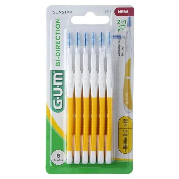 Gum - BI-DIRECTION 2714 - Brossettes Interdentaires 1.4mm - 6 unités Lariboisière Shop