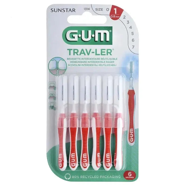 Gum - TRAV-LER 1314 - Brossette Interdentaire 0.8mm - 6 Unités Lariboisière Shop