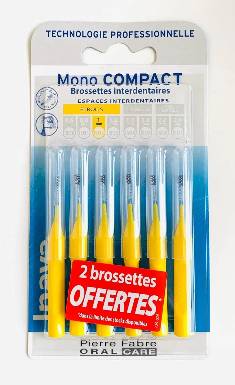 INAVA Brossettes Mono Compact Jaunes ISO 2 (1,0 mm) – Boîte de 4 + 2 Lariboisière Shop