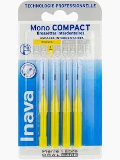INAVA Mono Compact Brossettes Interdentaires Jaunes – Blister 4 unités Lariboisière Shop
