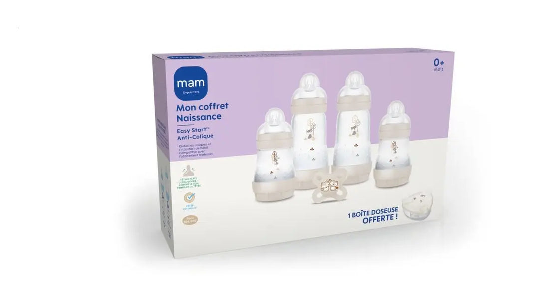 MAM Coffret Naissance Sable – 4 Biberons + Sucette Lariboisière Shop