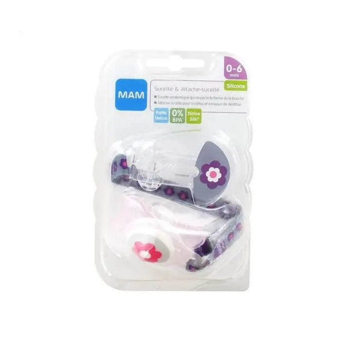 MAM Kit Sucette + Attache-Sucette Silicone 0-6 Mois Lariboisière Shop