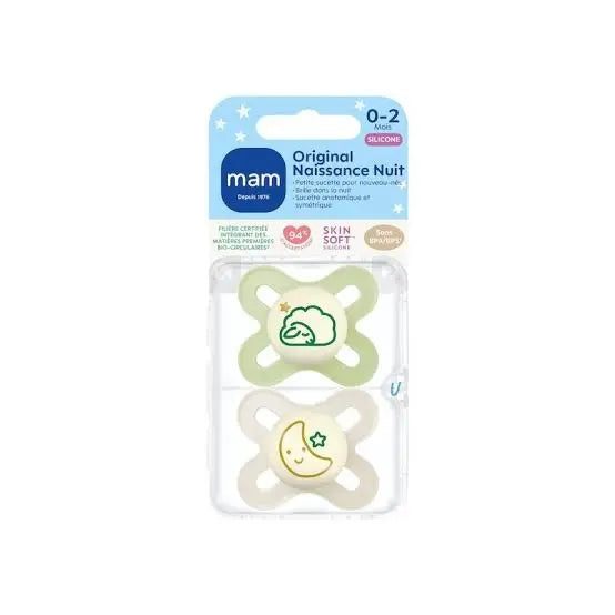 MAM Sucettes Original Naissance 0-2 Mois Silicone – Lot de 2 Lariboisière Shop