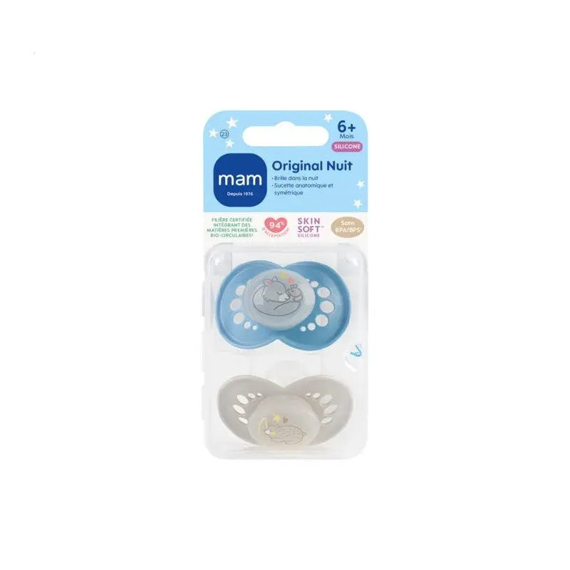 MAM Sucettes Original Nuit 6+ Mois Silicone – Lot de 2 Lariboisière Shop