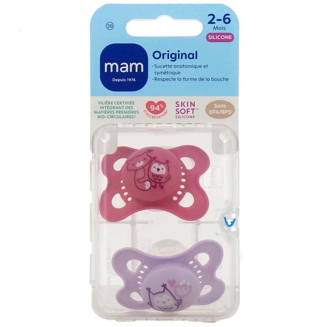 MAM Sucettes Original Tendance 2-6 Mois Silicone – Lot de 2 Lariboisière Shop